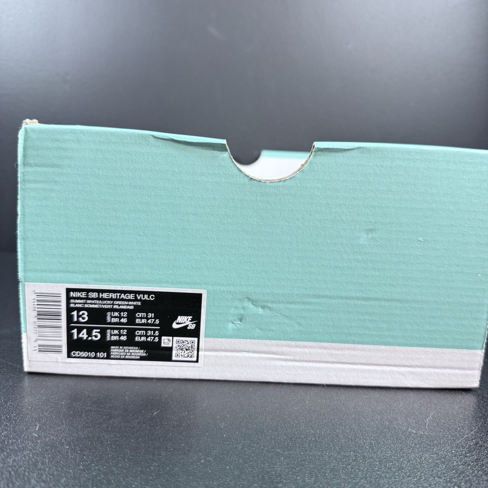Nike Heritage Vulc SB Lucky Green Gum Sneakers Retro CD5010-101 Mens Size 12 - Picture 14 of 14